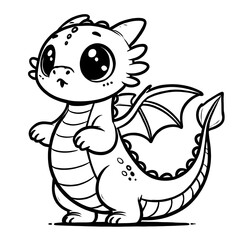 Naklejka premium Curious baby dragon coloring page