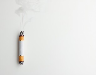 Smoking cigarette with smoke on white background