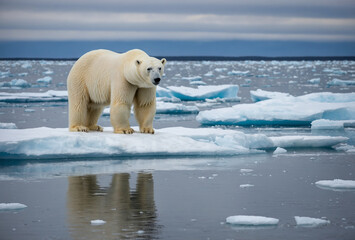 polar bear on an ice floe, symbolizing endangered wildlife