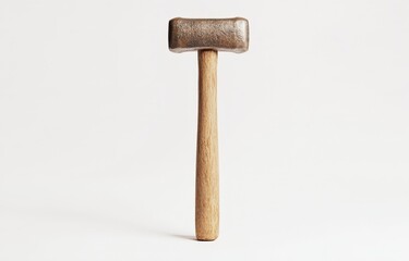 Wooden mallet or hammer on a plain background