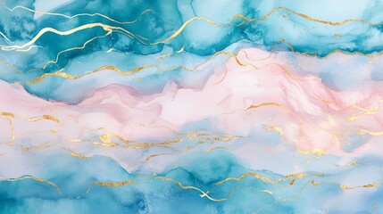 A vibrant abstract artwork featuring flowing colors and gold accents, ideal for backgrounds or decorative purposes.