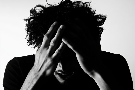 A person expressing distress with hands on their head.
