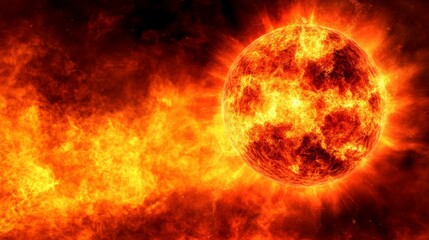 Fototapeta premium Radiant sun on black background, a stunning display of light, heat, and solar energy