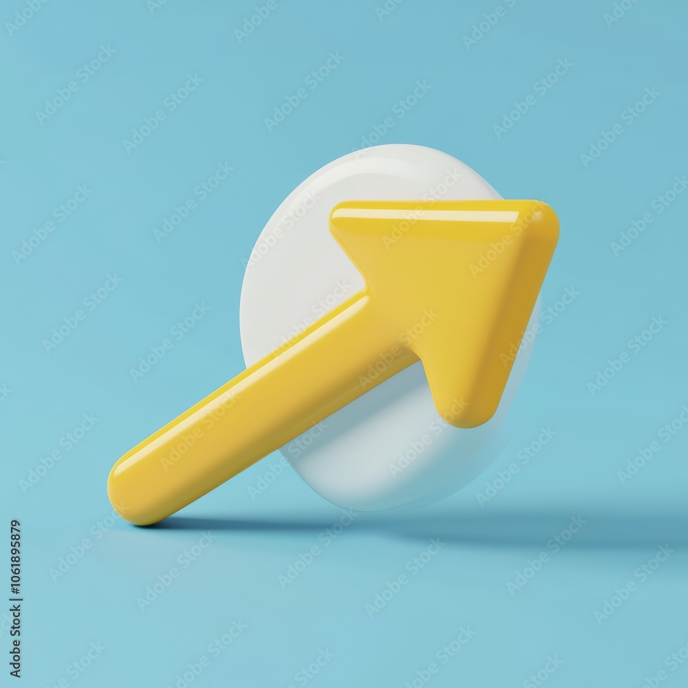Poster yellow arrow pointer 3d rendering illustration