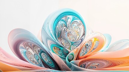 Fractal Patterns in Pastel Color Gradients with Organic Curves and Intricate Swirls