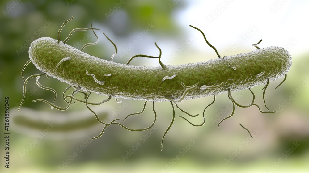 Poster microscopic view of bacteria, exploring the intricate world of cellular structures and biological pr