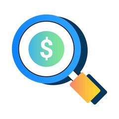 Hidden Cost Icon – A Magnifying Glass Focusing on a Dollar Sign, Suggesting Discovery of Concealed Expenses