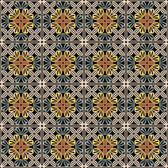 Pattern with crochet granny square with flowers wallpaper handmade decorative art design print	