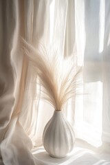 Elegant White Vase with Pampas Grass	