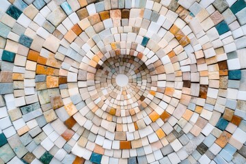Fototapeta premium Colorful mosaic tile pattern with concentric circles