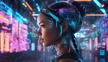 AI-driven medical technology with robotic arms performing surgery, connected by digital data links