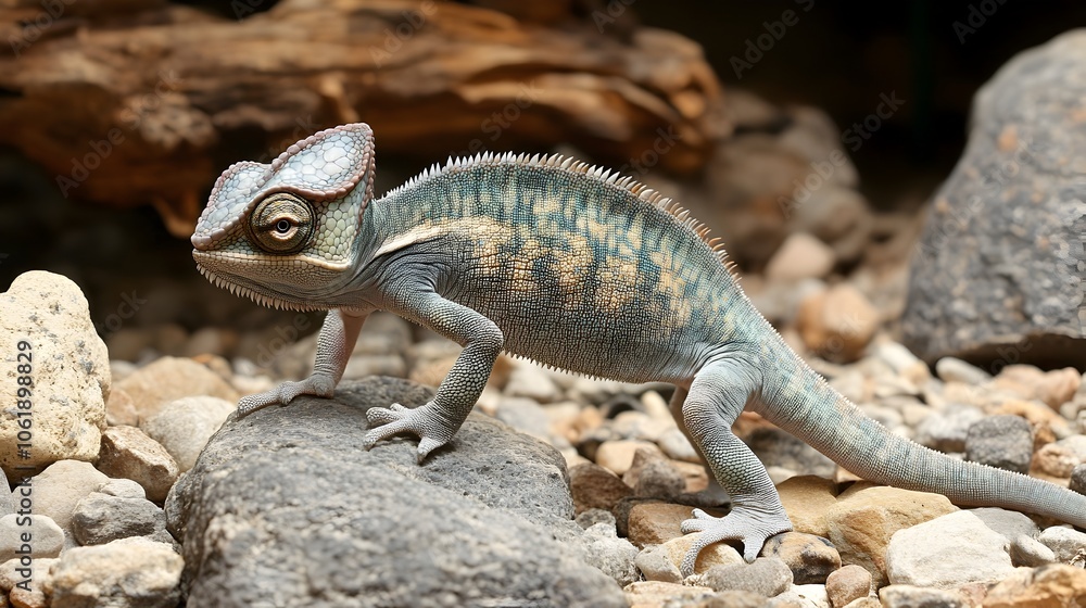 Poster chameleon blending seamlessly into natural environment,symbolizing adaptability and flexibility