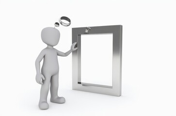 a man symbolizes thoughts, reflection, throwing a cloud of thoughts