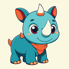 Cute Cartoon Baby Rhinoceros Illustration