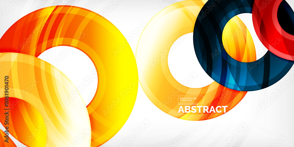 Poster bright colorful circles with light effects. abstract background