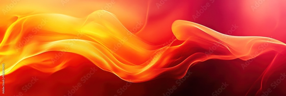 Poster abstract red and yellow flame background with flowing lines.