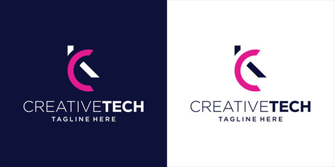 Creative KC Letter Logo Design Abstract, Design Inspiration, Illustration, Vector