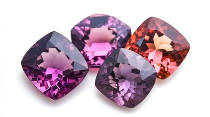 Fototapeta premium Selection of colorful spinel gems with dazzling facets and rich tones, on white background