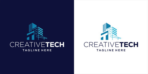 Creative Letter T and Abstract Building Logo Design, Design Inspiration, Illustration, Vector