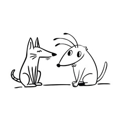 Playful Cartoon Dogs Illustration