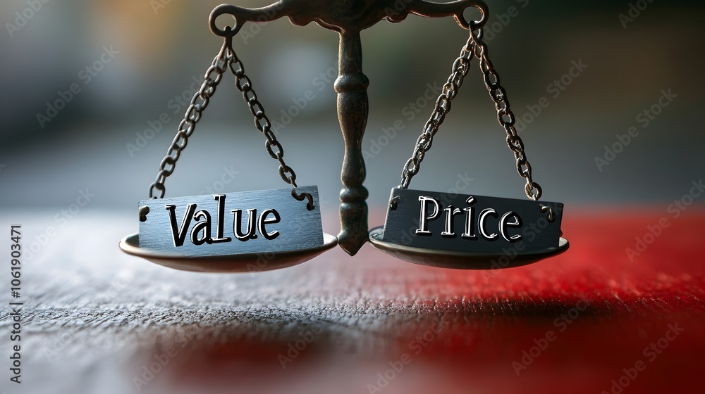 Poster conceptual scales balancing value and price perception