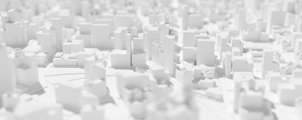 Abstract white, modern aerial city architecture design urban background, digital city landscape buildings concept, selective focus © Shawn Hempel