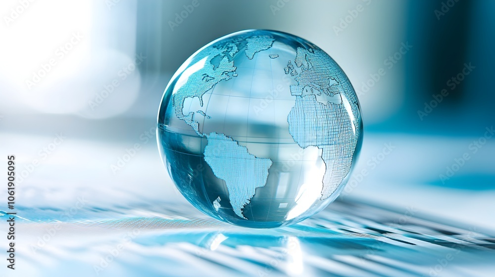Aufkleber detailed glass globe with complex data visualizations on gradient blue background