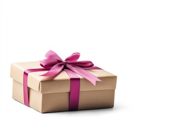 Elegant Gift Box with Red Ribbon on White Background
