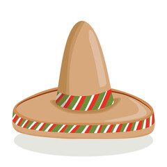 Mexican ethnic sombrero hat isolated element. Vector drawing illustration for icon, game, packaging, banner. Wild west, Mexico concept. Traditional Mexican wide brimmed hat