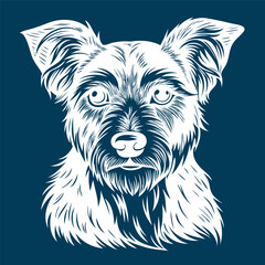 Detailed Dog Illustration on Blue Background