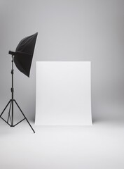 Empty white backdrop with studio lighting setup