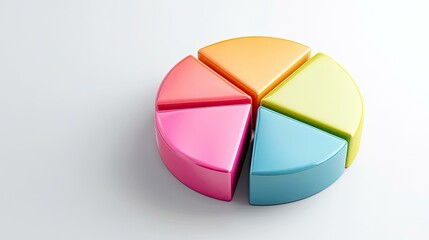 Fototapeta premium 3D Colorful Pie Chart on a White Background