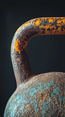 Close-up of a Vintage Rusty Kettlebell