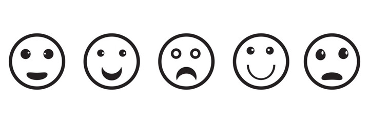 Smile face emoji icon set collection in flat style. Happy emoticon facial concept