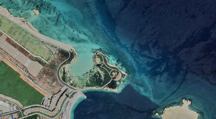 Qatar, Al-Yasat Island from a bird's eye view in the Persian Gulf