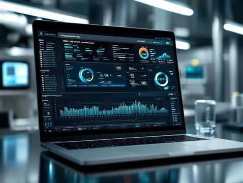 Automated logistics platform dashboard on laptop
