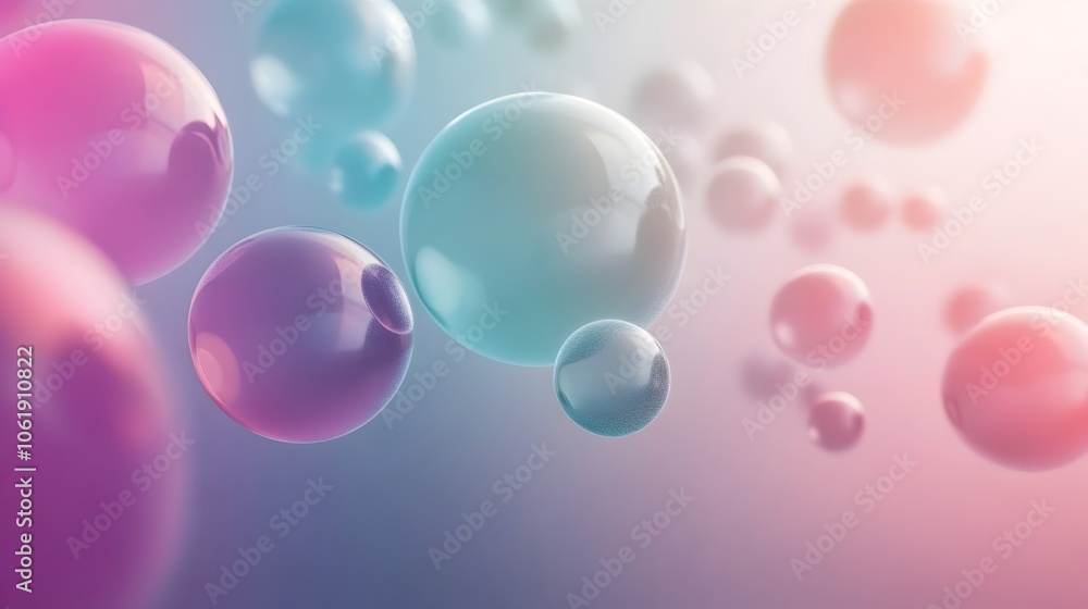 Poster mesmerizing gradient spheres with frosted glass effect in sleek digital design