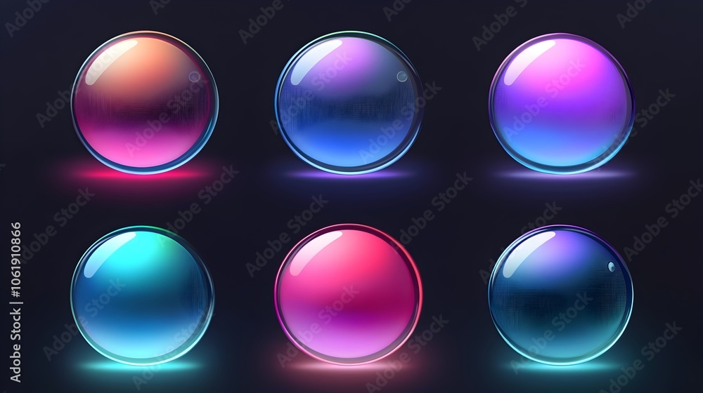 Poster captivating colorful gradient orbs with frosted glass effect for digital art and ui designs