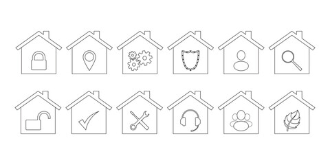 Home icons. House vector icons. Set of houses symbols. Illustration