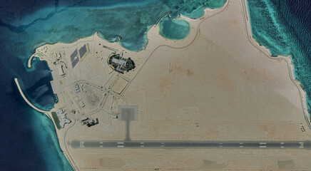Qatar, Al-Yasat Island from a bird's eye view in the Persian Gulf