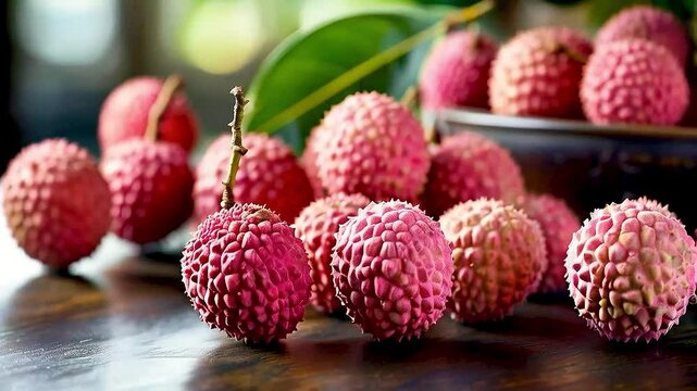 a lychee  hanging from  a tree