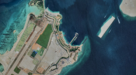 Qatar, Al-Yasat Island from a bird's eye view in the Persian Gulf
