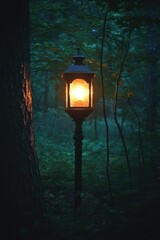 A Glowing Lantern in a Dark Forest