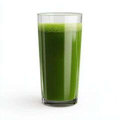 A tall glass of green juice, rich in nutrients, showcasing a vibrant green color and a frothy top, symbolizing health and wellness.