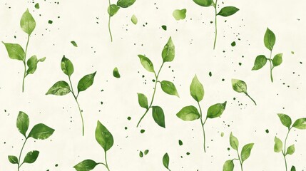 Green Sprouting Seedlings Pattern - Growth and Sustainability Concept on Light Background