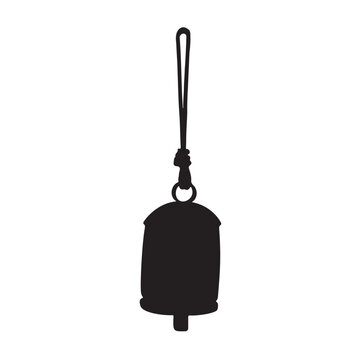 recommend clip art: Metal Decorative Cow Bells with Hanging Rope Silhouette vector illustration.
