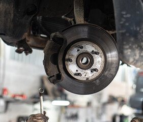 Auto parts repair in workshop close-up