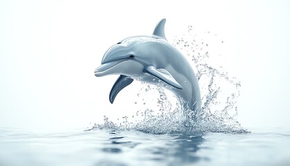 Obraz premium Joyful dolphin gracefully leaps from the ocean, capturing the essence of freedom and nature in an exhilarating display of aquatic beauty.