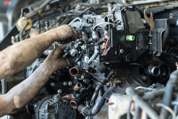 Auto parts repair in workshop close-up