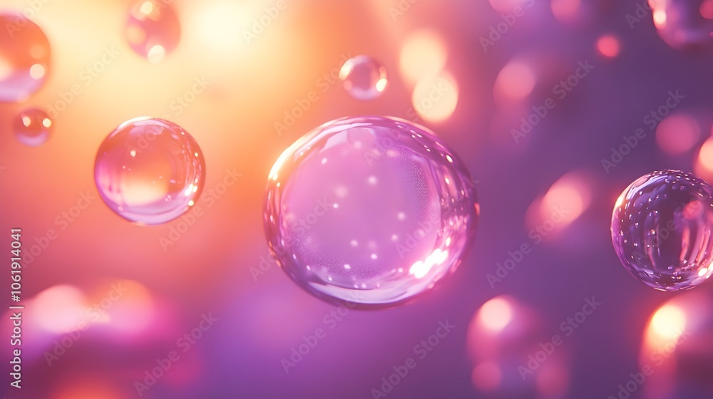 Poster vibrant floating gradient spheres with frosted glass overlay and soft glow effect
